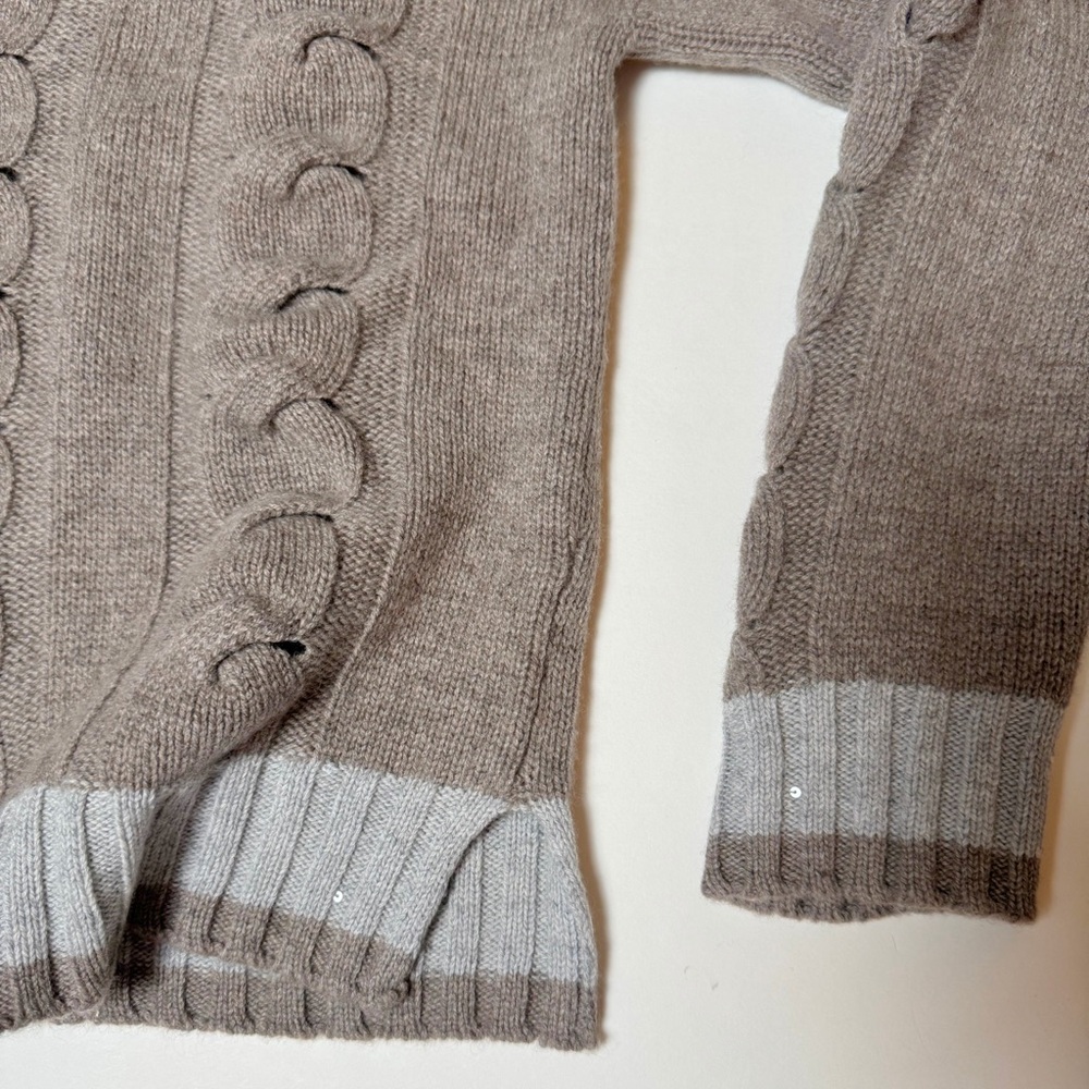 Lorena Antoniazzi | Cable Knit V-Neck Sweater | Taupe | 38 | NWOT - Picture 9 of 12